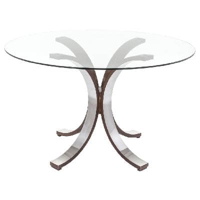 Mesa de comedor en aluminio y madera de nogal SIN VIDRIO