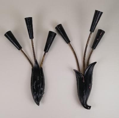 Par de arbotantes estilo Italiano en latón laqueado negro