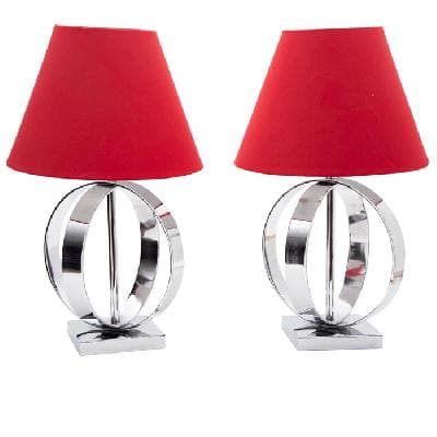 __CAMBIO DE FOTO__ Par de lámparas de mesa a manera de aros en acero cromado
