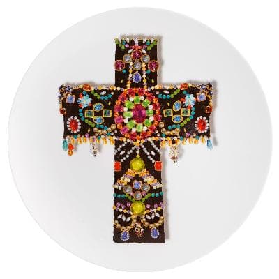 Plato para postre Lacroix Black Love Who You Want. Diseño de Christian Lacroix