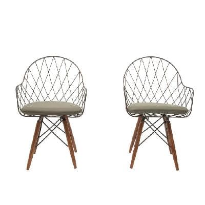 Par de sillones en varilla de acero y madera