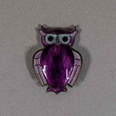 David Andersen. Broche de plata Sterling con barniz en forma de búho