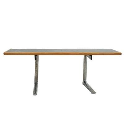 Warren Platner para Knoll Internacional. Consola en acero cromado, madera y piel