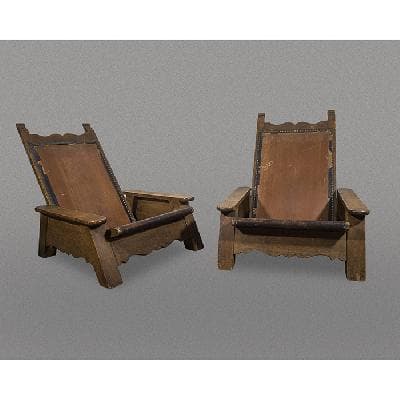 Par de butaques bajos lounge en madera de roble