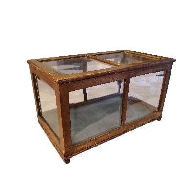 Vitrina de mesa en madera con hoja de oro