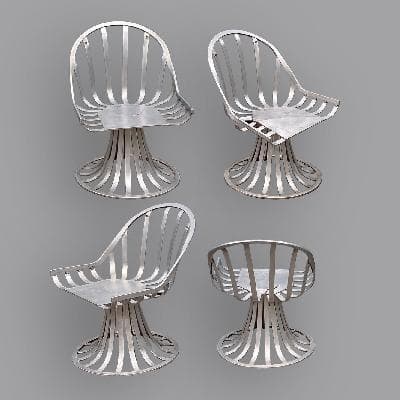 Russell Woodard. Juego de sillas para exterior en aluminio pulido (P/T)