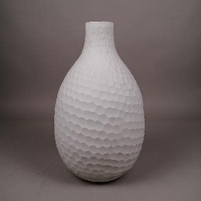 Florero de vidrio blanco, acabado mate