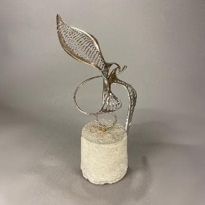 Marcelo Morandín. Fundación de Tenochtitlán. Escultura de bronce plateado