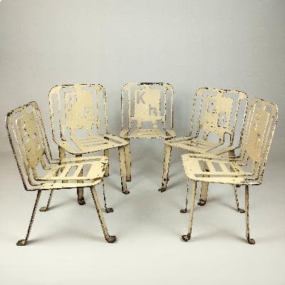 Par de sillas para niño en acero laqueado y troquelado