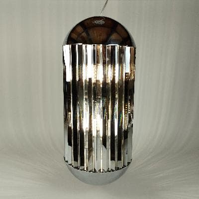 Lámpara de techo en metal cromado y cristal, pastilla