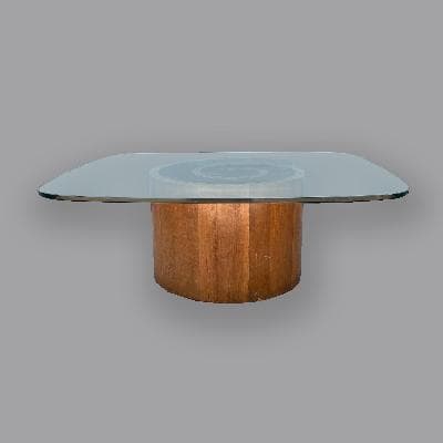 Vladimir Kagan. Mesa de centro Caracol en nogal y vidrio