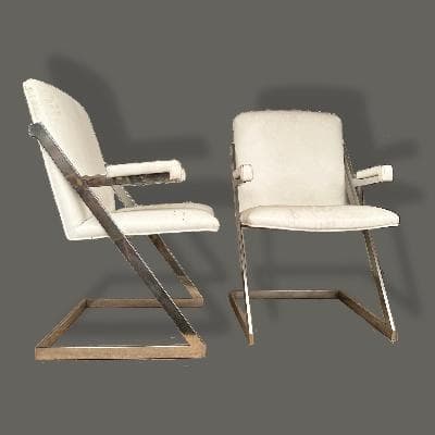 Design Institute of America (?). Juego de 8 sillas Z en metal cromado