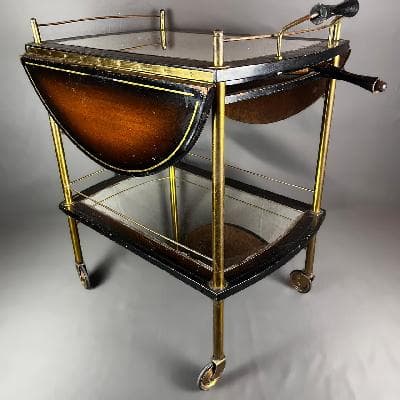 Carrito de servicio en madera y latón