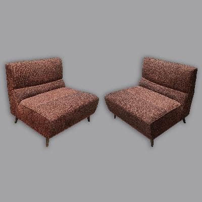 Par de sillones bajos estilo Danés sin brazos para restaurar