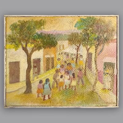 Aurelio Pescina. Día de mercado. Óleo sobre tela