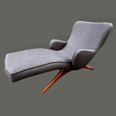 Vladimir Kagan. Chaise longue Contour en nogal con tapicería gris