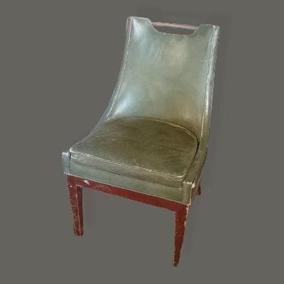 Arturo Pani. Silla de comedor en bronce, caoba y piel verde