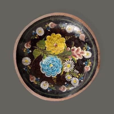 Batea en madera laqueada pintada a mano