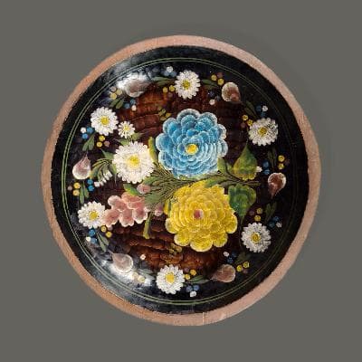 Batea en madera laqueada pintada a mano