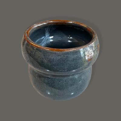 Vasija en cerámica de alta temperatura azul mezclilla