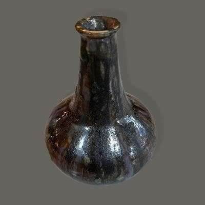 Vasija en cerámica de alta temperatura morada y café