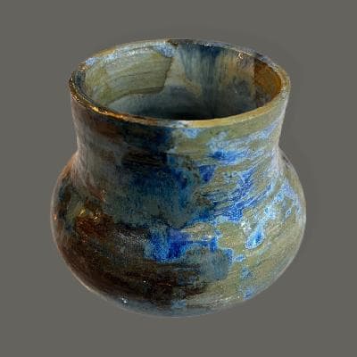 Jarrón en cerámica de alta temperatura azul, verde y café