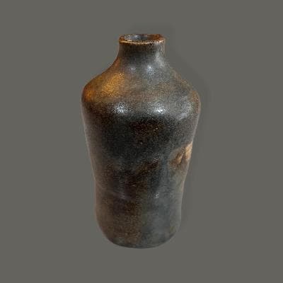 Vasija en cerámica de alta temperatura ocre y gris