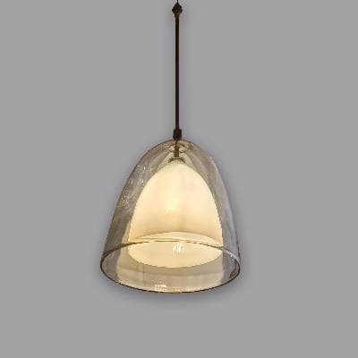 Juego de lámparas de techo en cristal de Murano soplado con pantallas dobles