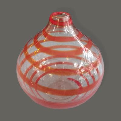 Florero de cristal con banda naranja