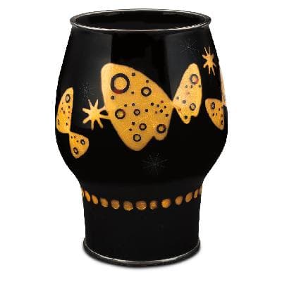 Ota Hiroaki. Florero de esmalte cloisonné negro y amarillo